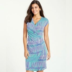 Tommy Bahama‎ Size M Ruched Tambour Wrap Midi Dress Nautical